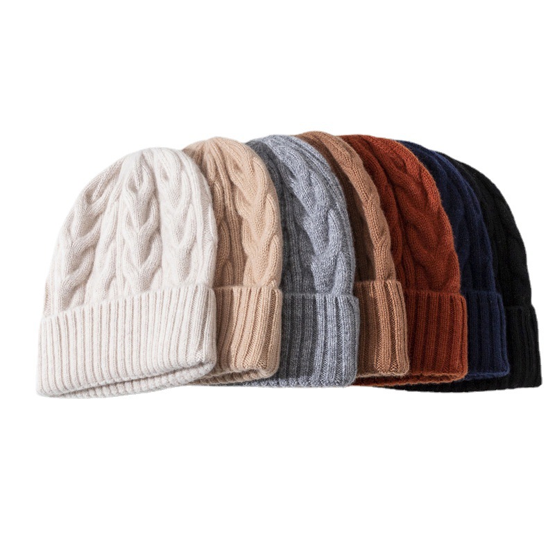 Big Waist Autumn And Winter New Knitted Hat Men's Hat Warm Women's Hat Cotton Wool Hat Thickened Fried Dough Twists Cold Hat_voghion.com