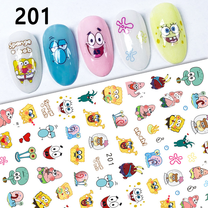 Casual Cartoon Cow Cat Strawberry Bear Spongebob Halloween Grimace Nail Sticker Women's Nail Adhesive