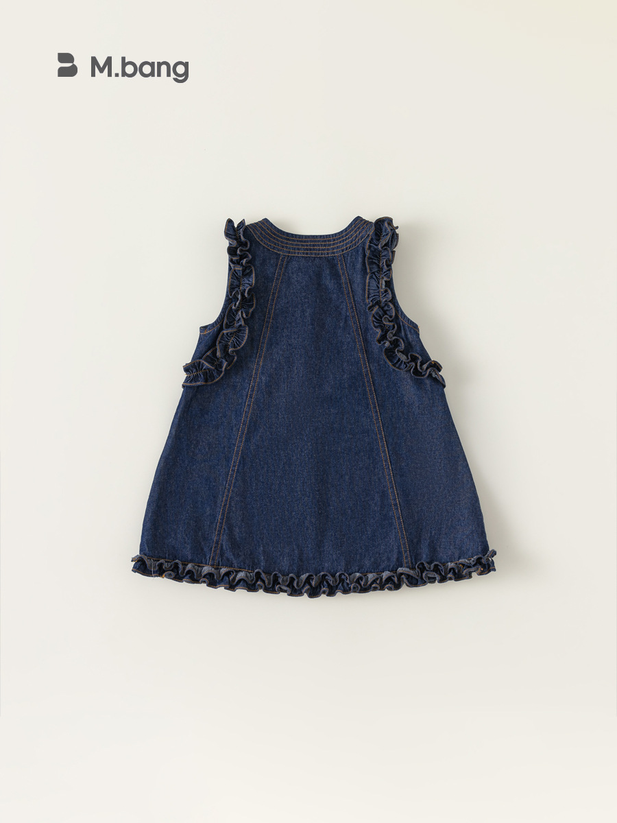 Ropa Infantil Youbao, Vestido de Verano para Niñas, Estilo Coreano, Falda Vaquera sin Mangas con Encaje XQ23217