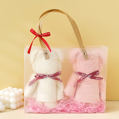 兩條裝純棉斜紋小熊毛巾結婚伴手禮毛巾全棉禮品毛巾公仔娃娃套巾