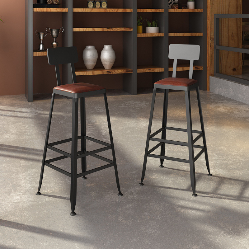 Wow Bar Chair Commercial Bar Chair Wrought Iron Mobile Phone Store Counter Front Desk Cashier Square Stool Industrial Style High Stool