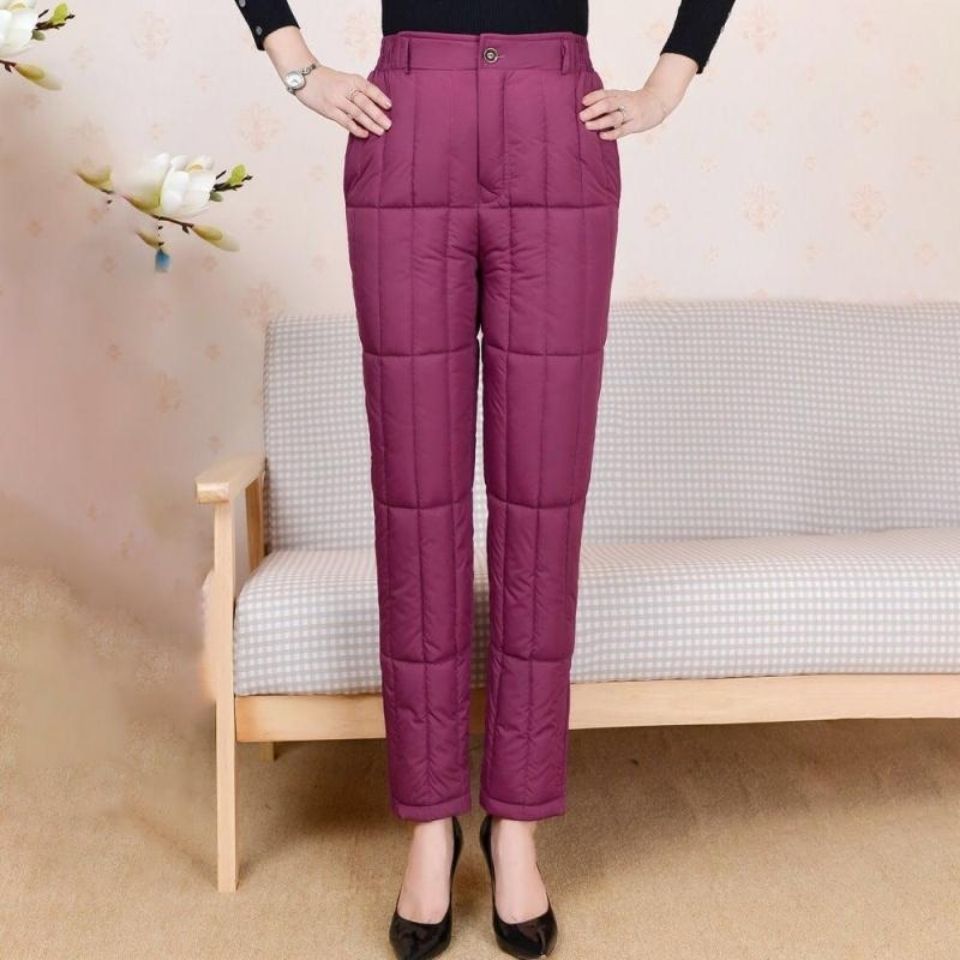 中老年羽绒裤女士高腰深档内外穿中年妈妈加厚大码老年人保暖棉裤