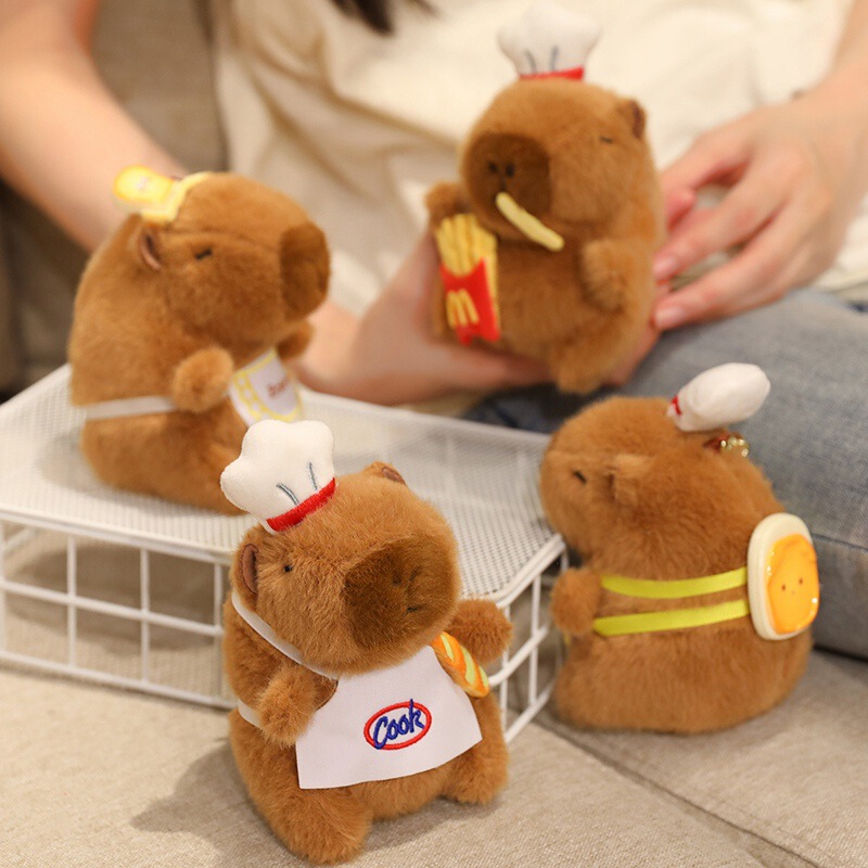 Popular Pull-String Capybara Burger Capybara Plush Toy Pendant Internet-Famous Egg-Laying Chicken Flipping Panda Penguin Stress Relief Doll