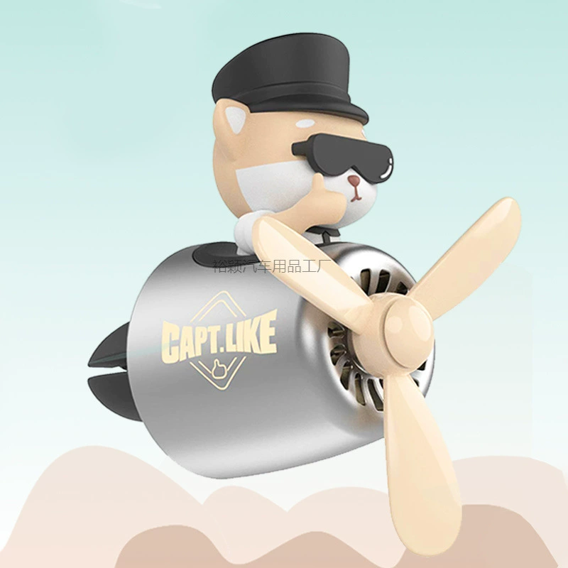 Yy2 Air Force Shiba Inu Автомобильная ароматерапия Автомобильные духи Вентиляционное отверстие Украшение Вентилятор Вращающийся автомобильный ароматизатор Орнамент