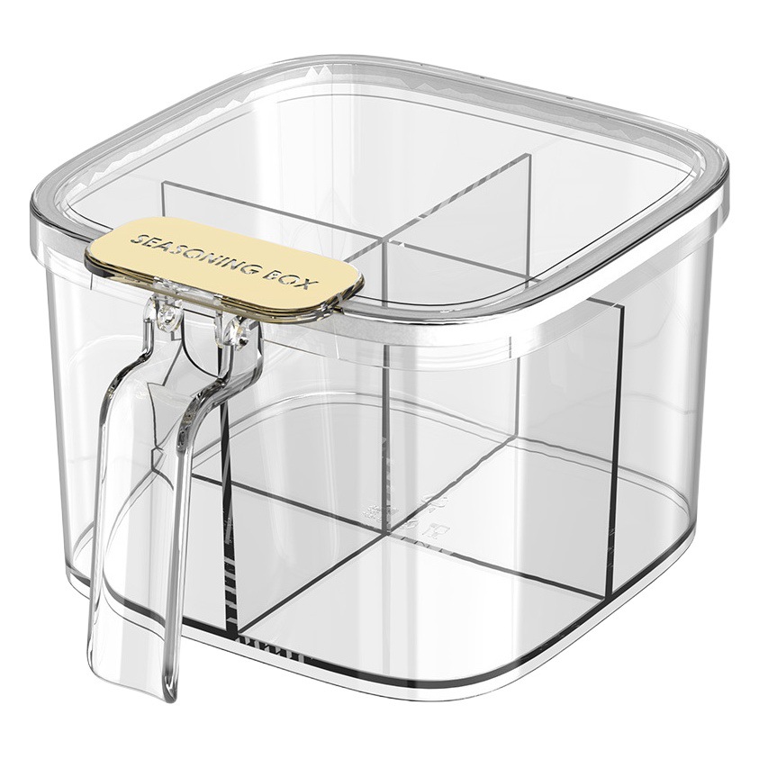 Tarro de condimento de cuatro rejillas Caja de condimento multifuncional de 2023 compartimentos Condimento doméstico Combinación integrada Traje Caja de condimento