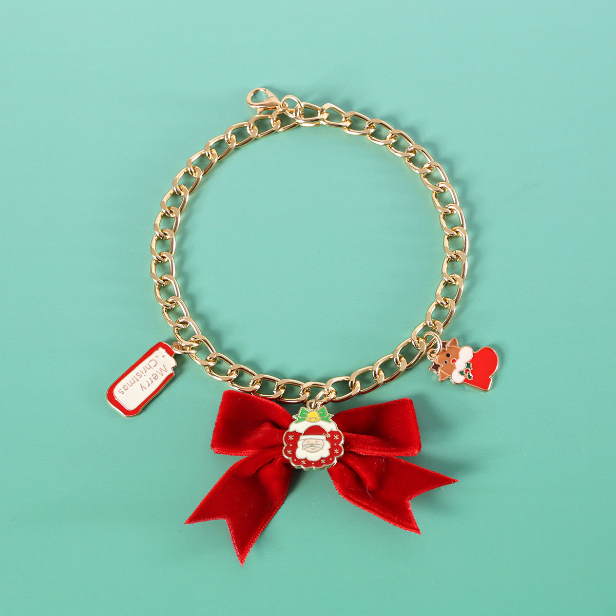 2026 mascotas collares de perlas metálicas de seda colgante de arco colgante de flores de Navidad gatos collares de perros