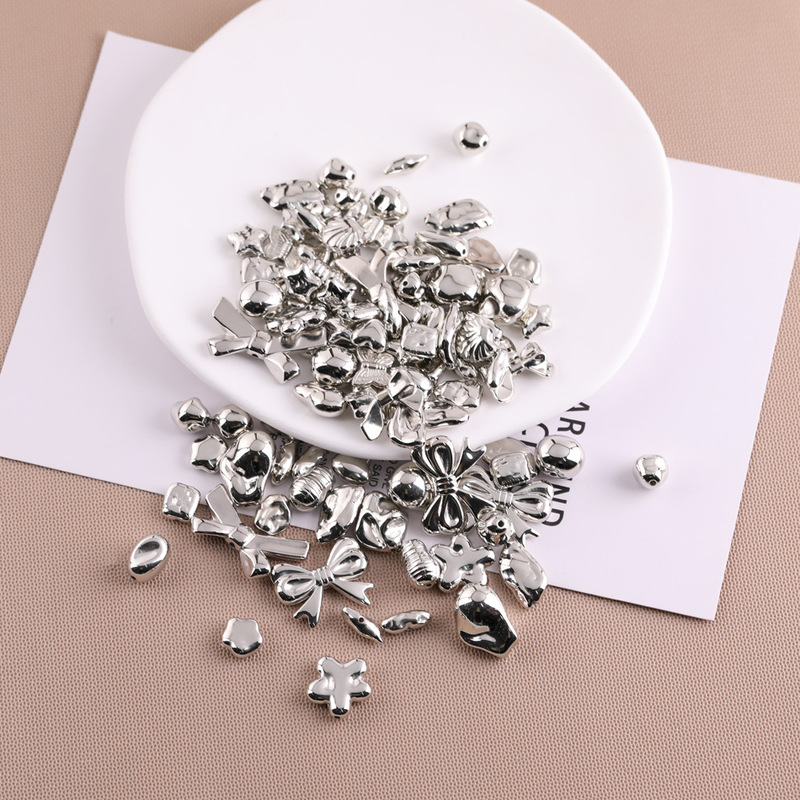 White K plastic CCB irregular bow loose beads diy handmade homemade mobile phone chain beaded jewelry material accessories