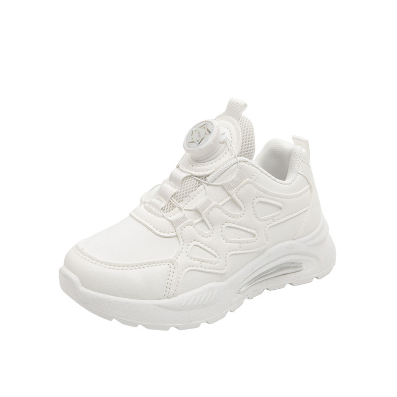 Zapatos deportivos para niños otoño e invierno 2025 nuevos zapatos blancos casuales botón giratorio para niños zapatos para correr zapatos para niñas zapatos para padres