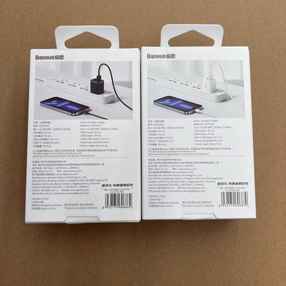 USB-зарядное устройство для стены (Baseus), двойной USB 5V 2.1A, компактная универсальная вилка