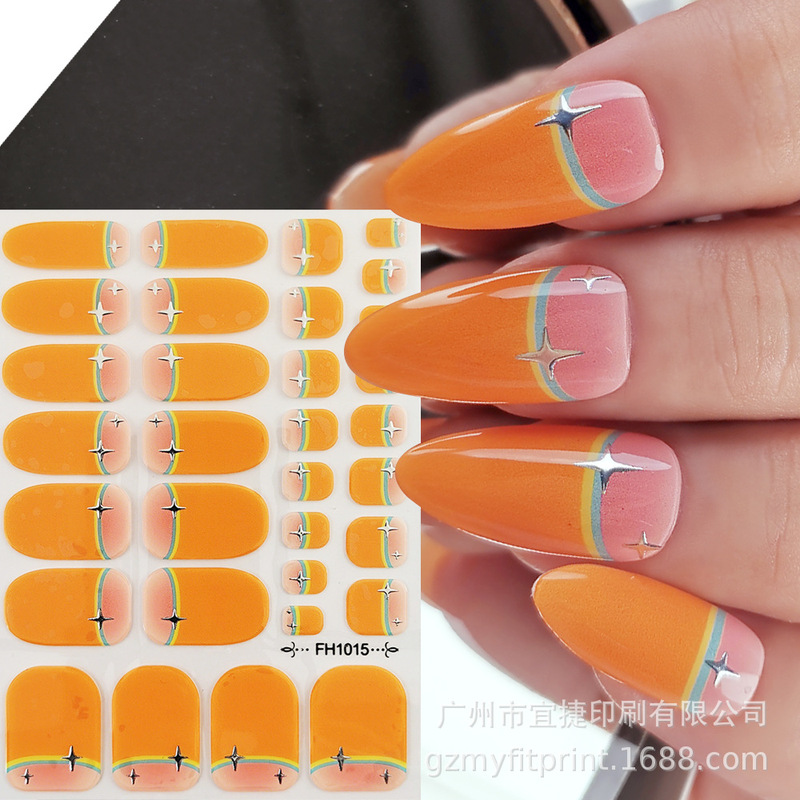Cross-Border Wholesale Xiantai Gel Press Nail Stickers Waterproof Fashion No-Bake Solid Color Nail Strip Decals Women's Products