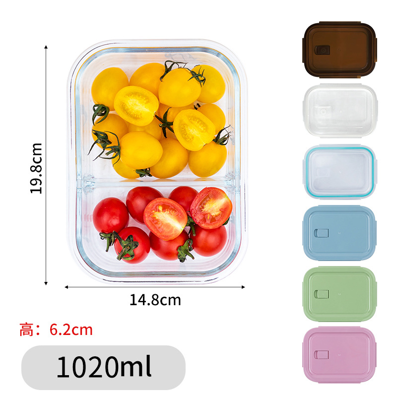 Fiambrera de vidrio, lonchera de aislamiento, caja de conservación separada, caja de bento, caja de frutas, horno microondas, estudiante de oficina, mujer