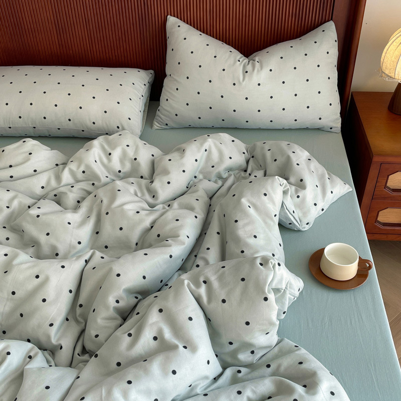 Parure de lit princesse 4 pièces en coton avec drap-housse_voghion.com