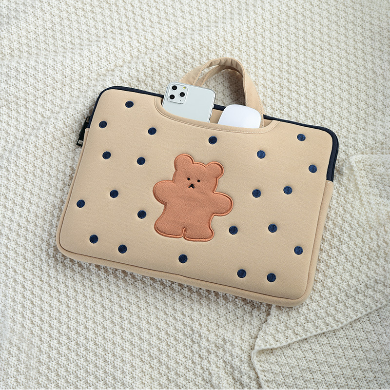 Korean Bear Computer Bag Female Satchel Cute Apple 13.3inch Huawei 14/15.6 Notebook Ins Inner Bag