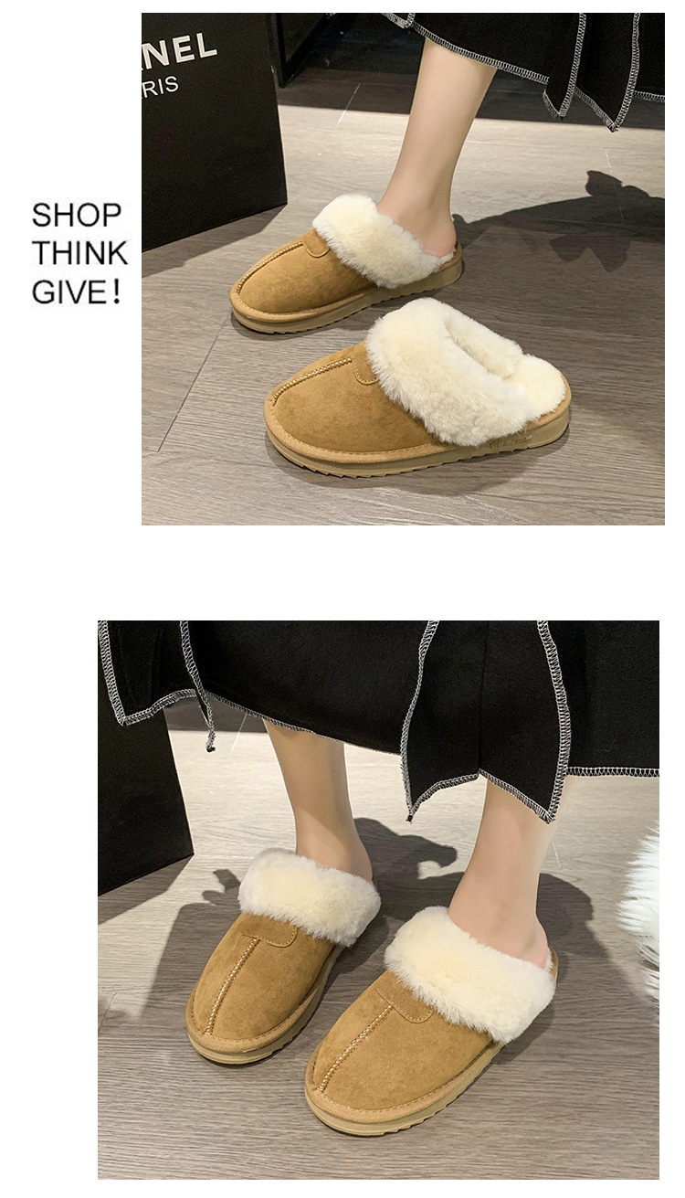 Pantofole pelose casual da donna, indumenti esterni con suola spessa, nuove mezze pantofole Baotou per la casa invernale 2022 più scarpe pigre in velluto_voghion.com
