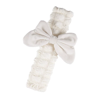 Car Seat Belt Shoulder Cover Seat belt shoulder pad - puff-shoulder-patch-white-velvet-bow