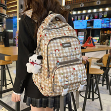 卡通印花日系双肩包女2025新款初中高中生大学生书包可爱少女背包