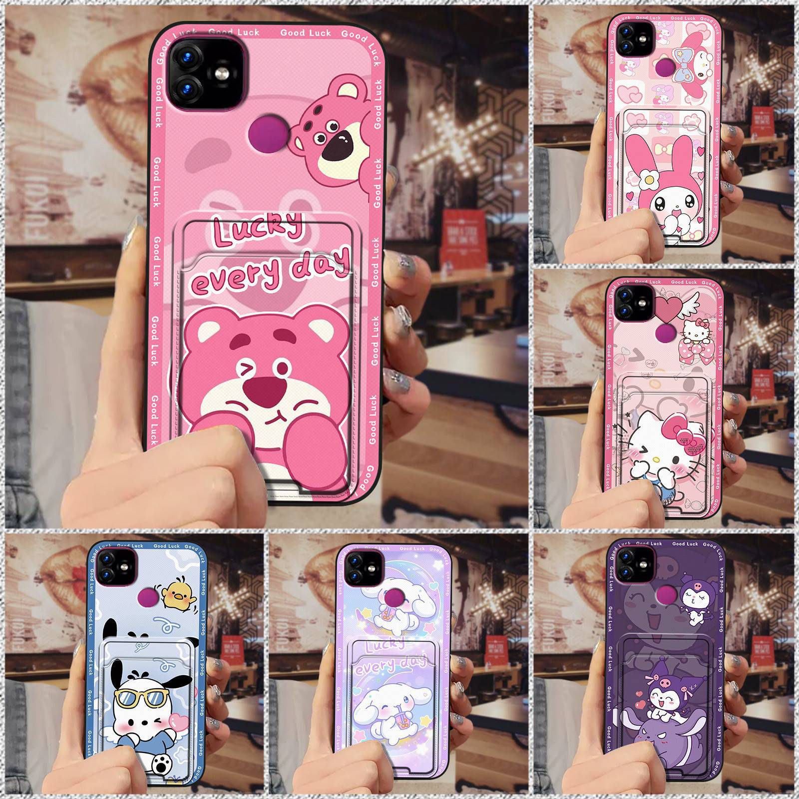 适用Itel手机壳卡通简约插卡趣味质感散热情侣潮流卡槽可爱防尘