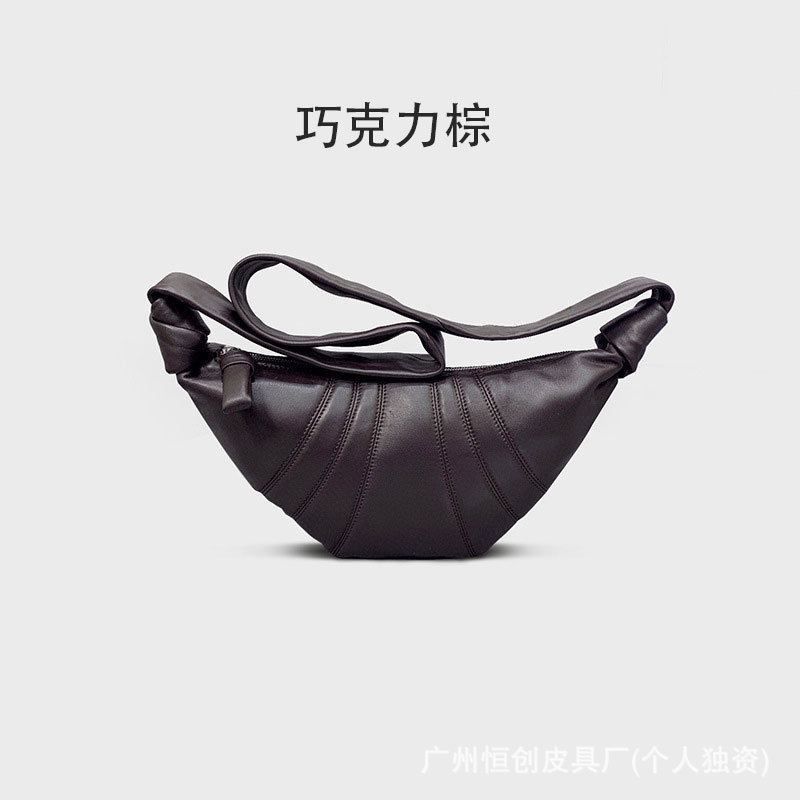 LAEM Ode Croissant Tote Niche Design Sheepskin Lazy Dumpling Bag Genuine Leather Women's Bag Trendy Crossbody Bag Chest Waist Women's Bag