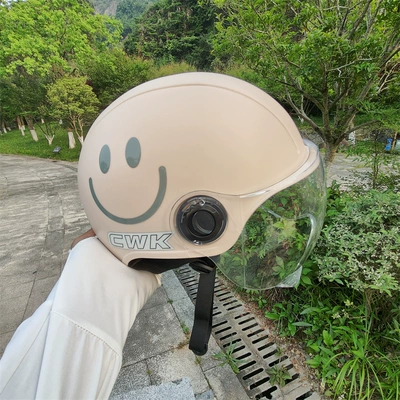 3C certification electric battery car Motosiklet kaskı (dəbilqə) - 3c-adult-khaki-hd-short-smile-sticker-w