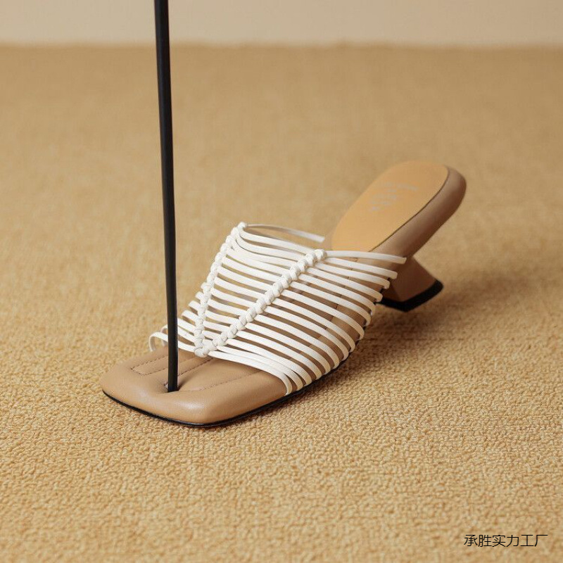 Summer fashionable apricot elegant retro universal mule square toe…