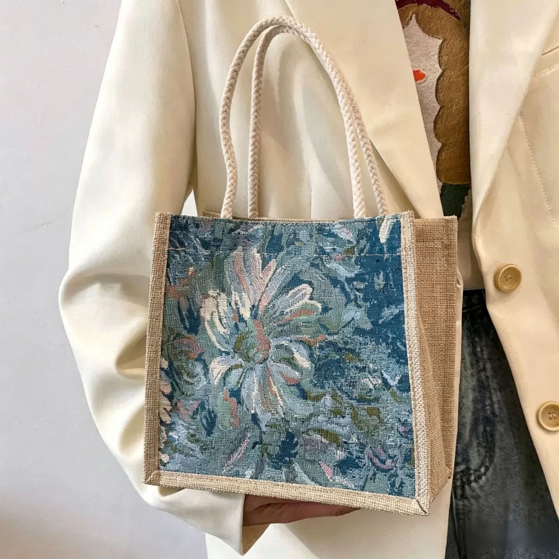 With zipper, blue