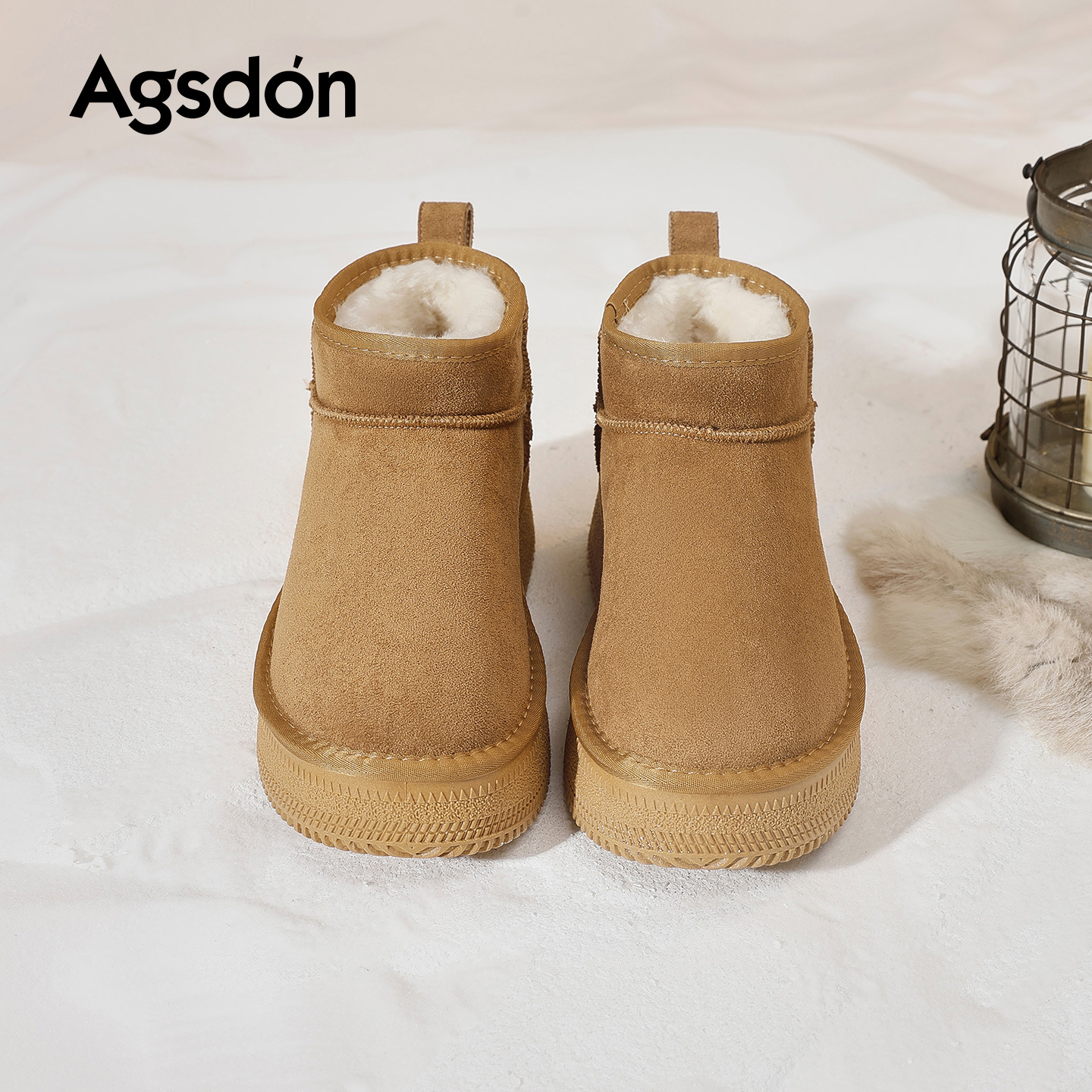 Botas de nieve de fondo grueso para mujeres 2025 nuevos zapatos de algodón grueso de invierno zapatos de lana de patata pequeña Bocken