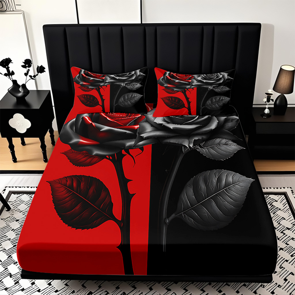 TEMU / JIT serie de flores de rosa multicolor 3D impresión digital set de cama para diseñar el fabricante de la fuente