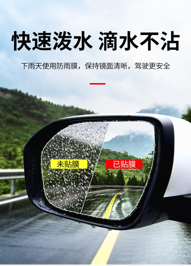 Car Mirror Rain-Proof Sticker, Rearview Mirror Rain-Proof Film, Full-Screen Rain-Proof Film for Reversing Mirror, Waterproof Magic Tool for Car Mirrors