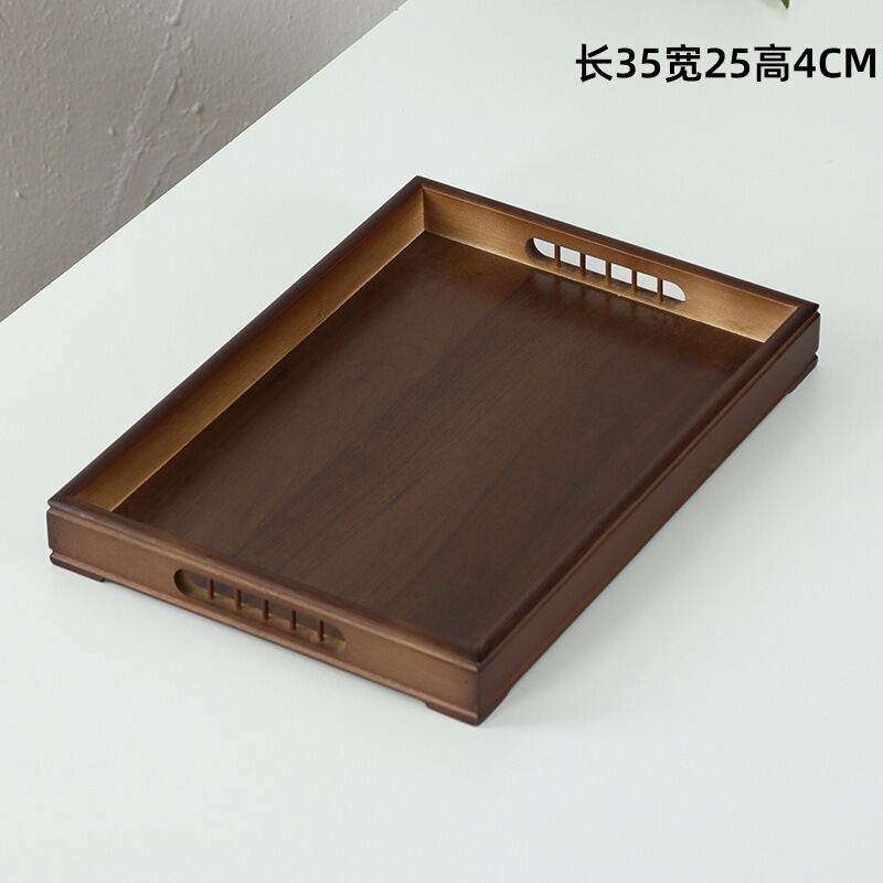 中国式のシンプルなドライステーキの食事皿の実木トレーの家庭用長方形の収納皿の果物のお皿のデザートの食事|undefined