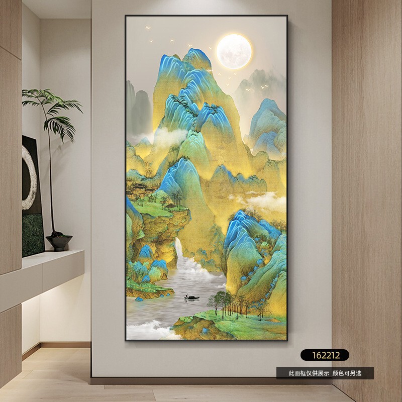 千里の山と川の絵、玄関ホールの装飾画、新しい中国風の風景画、中国絵画、垂直廊下通路吊り絵|undefined