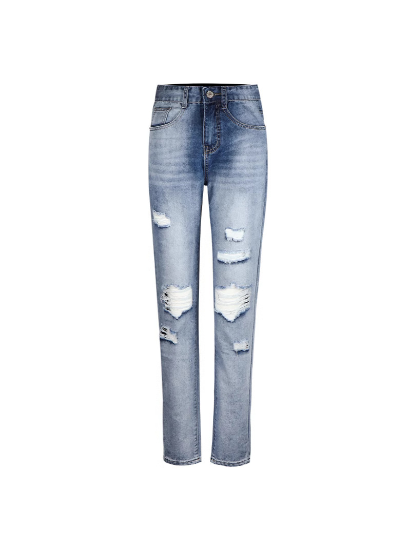 Transfronterizo ligero agujero sexy pantalones delgados pantalones rectos