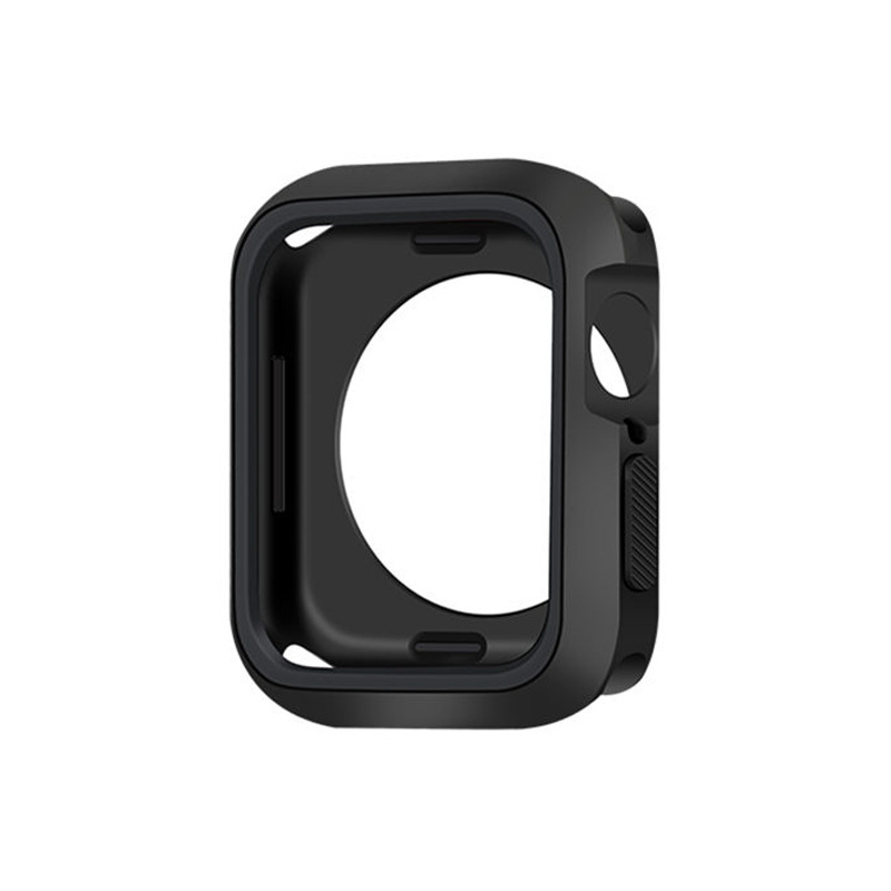 適用apple watch se保護套 蘋果789代手錶雙色硅膠保護殼半包防摔
