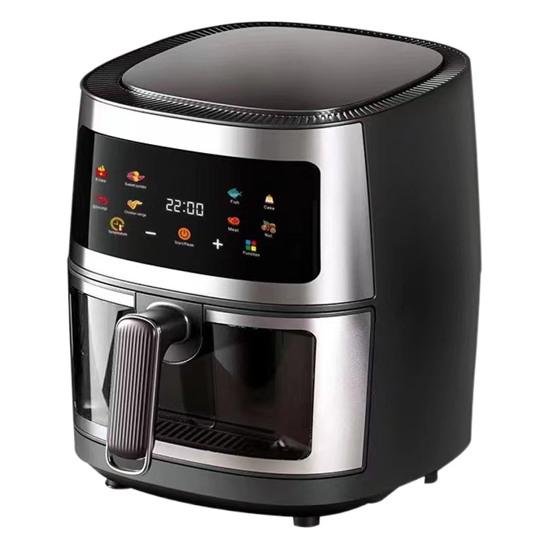 Stainless steel visual 8L air fryer large capacity household multi-function touch screen electric oven intelligent fries machine cross-border
