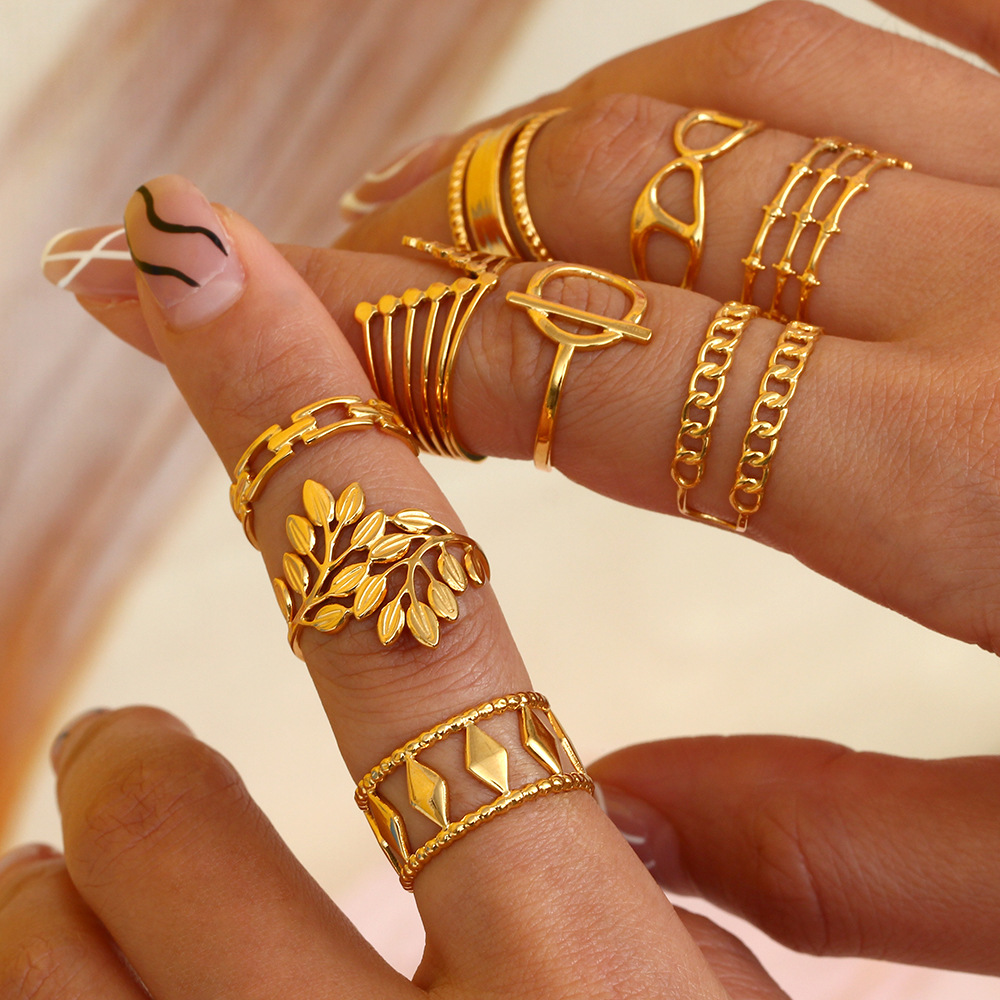 Fashion Geometric Stainless Steel Open Ring Plating Stainless Steel Rings