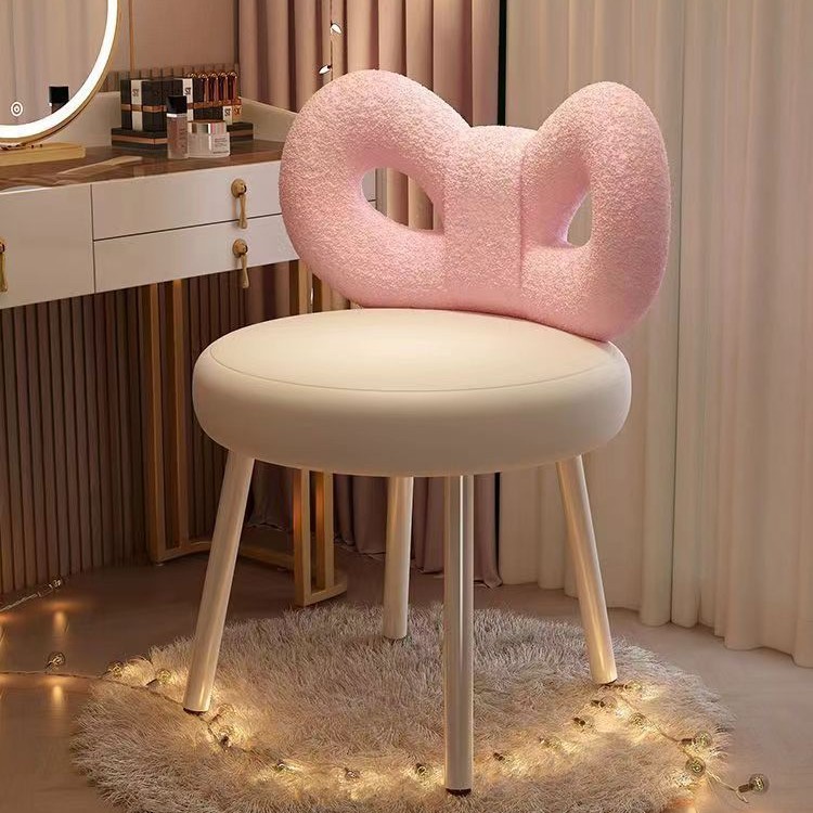 轻奢化妆梳妆网红奶油梳妆台家用靠背简约卧室椅子女生凳子美甲