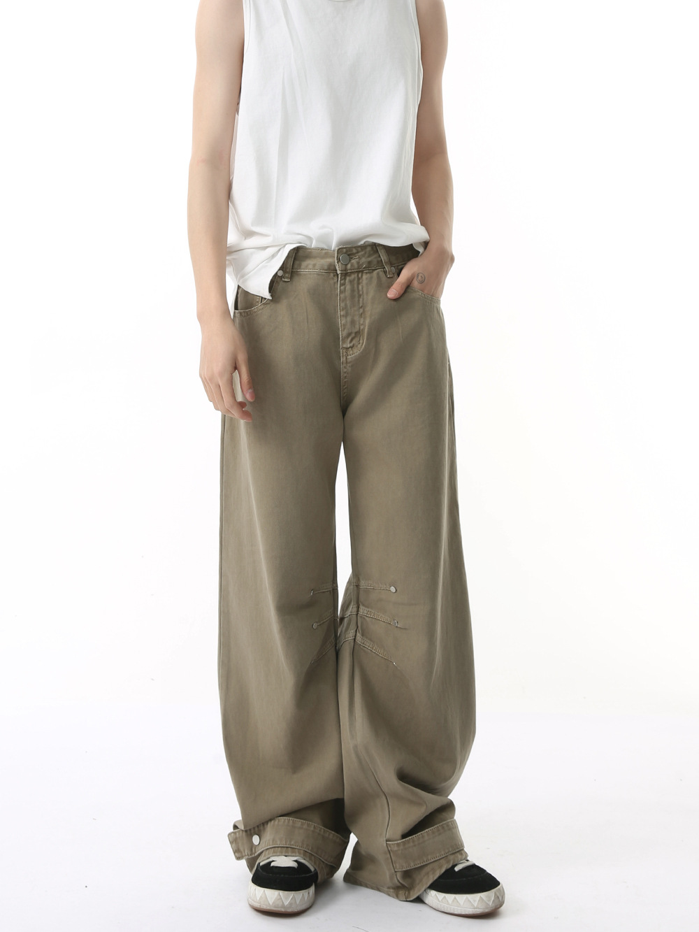 MTLCLOTHES Hombres| Cleanfit retrógrado deconstrucción herramienta machete jeans de piernas anchas de alta tendencia