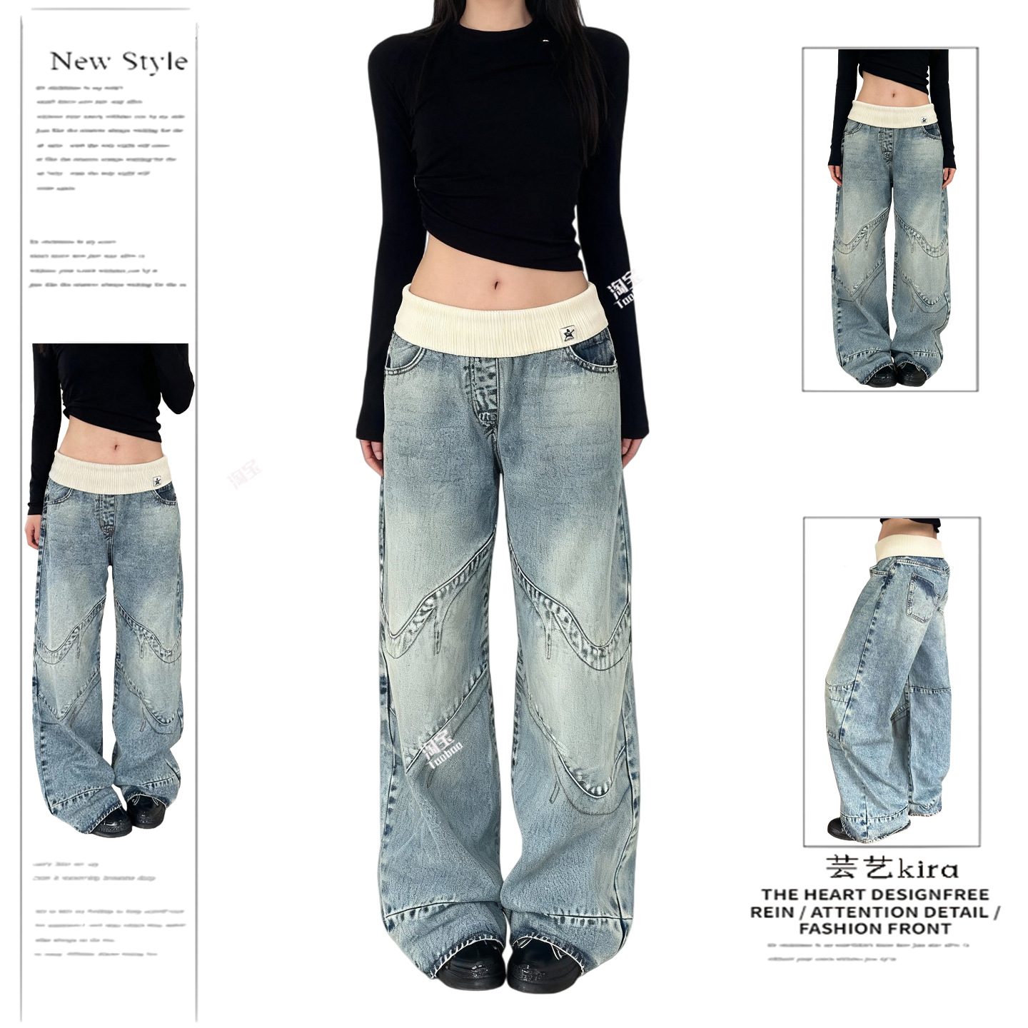 Vintage Washed Distressed High-Waisted Loose Fit Jeans For Women – Comfortable & Stylish Casual Denim Pants_ecoleips.com