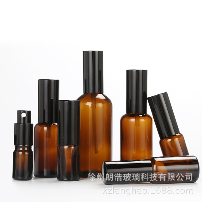 30ml 50ml 100mlガラススプレーボトルローションボトルプレススプレー分注ボトル茶色避光化粧品ボトル|undefined