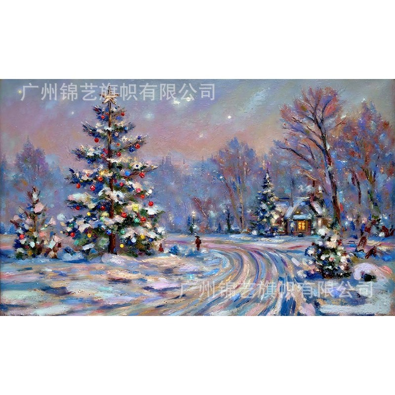2025 新しいクリスマス背景布サンタクロース雪だるま油絵スタイルバナーホリデーパーティー装飾雰囲気|undefined