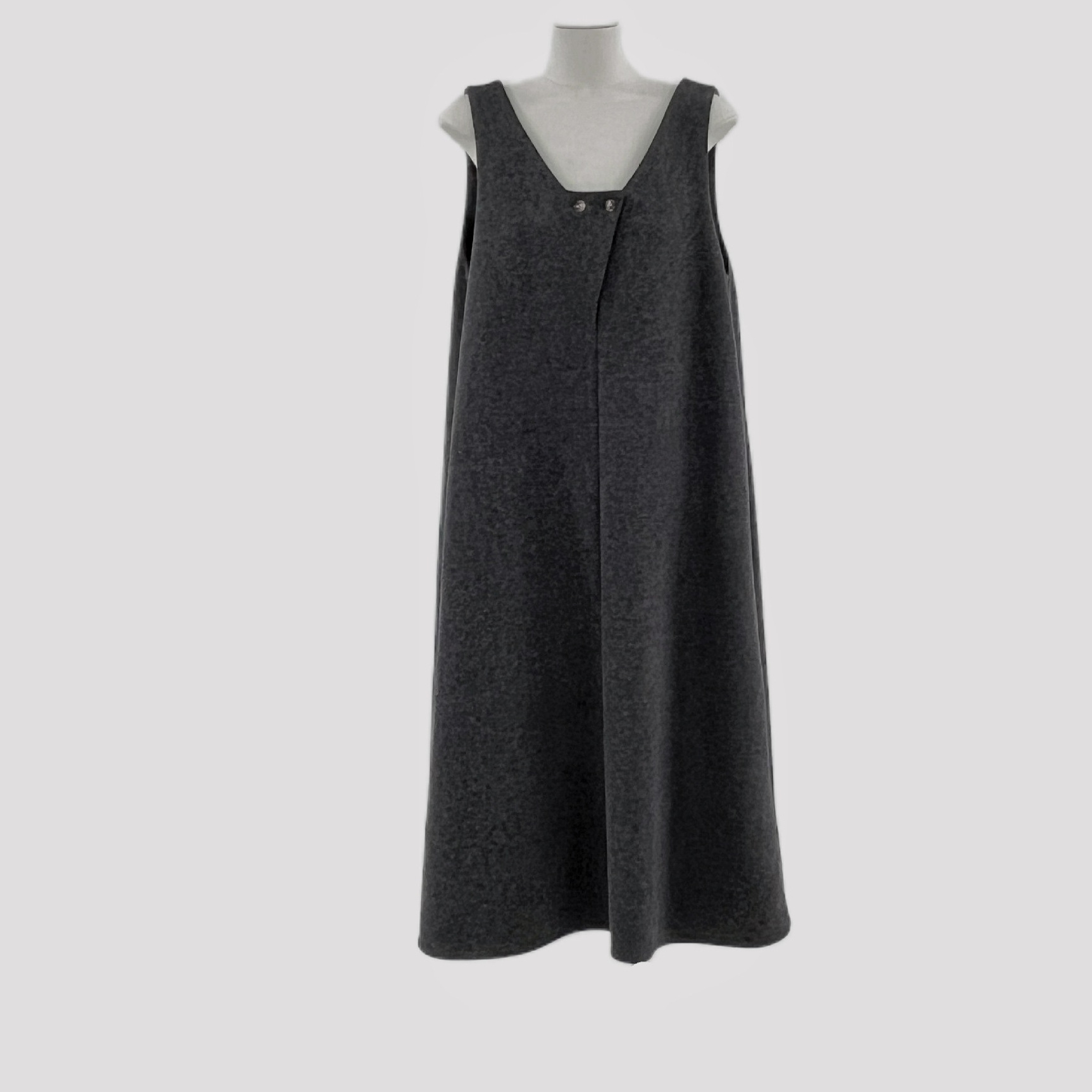 2024 가을, 겨울 새로운 업그레이드 된 헤비 패브릭 앞면과 뒷면 레이어드 능직 루즈 울 조끼 스커트 다크 그레이