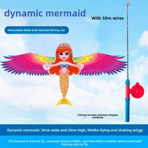 Large dynamic mermaid+fishing rod