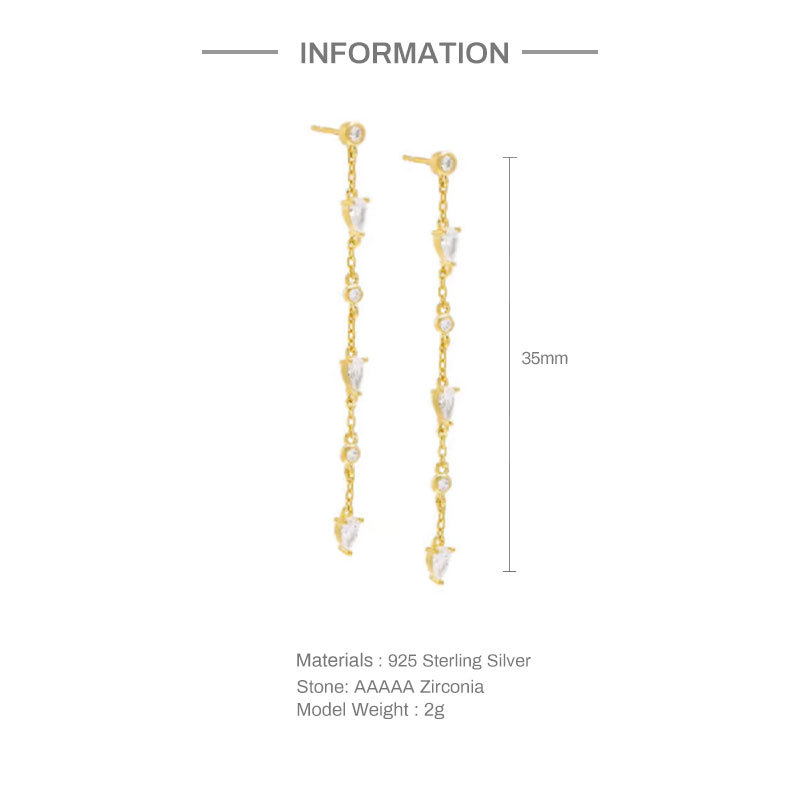 Fashion Square Heart Shape Sterling Silver Pearl Inlay Zircon Drop Earrings 1 Pair