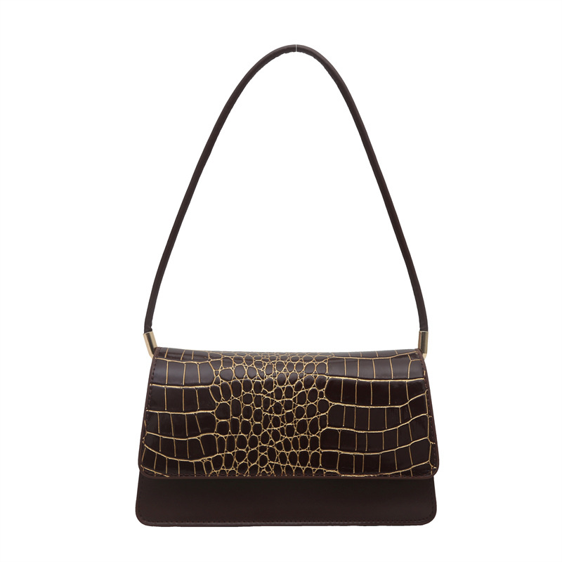 2025 primavera nuevo color sólido temperamento cocodrilo bolso de mano bolso de hombro de moda moda moda elegante bolso de mujer debajo de las axilas