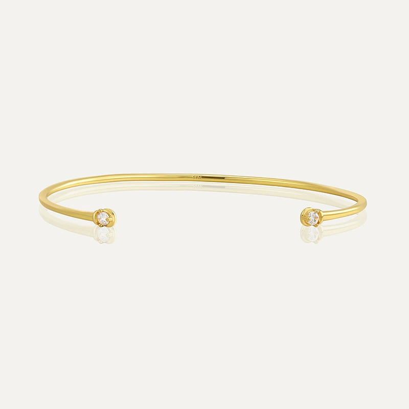 Регулируемая женская bracelet, цирконий, проба 925 серебро, простой и элегантный дизайн, 14K белое золото