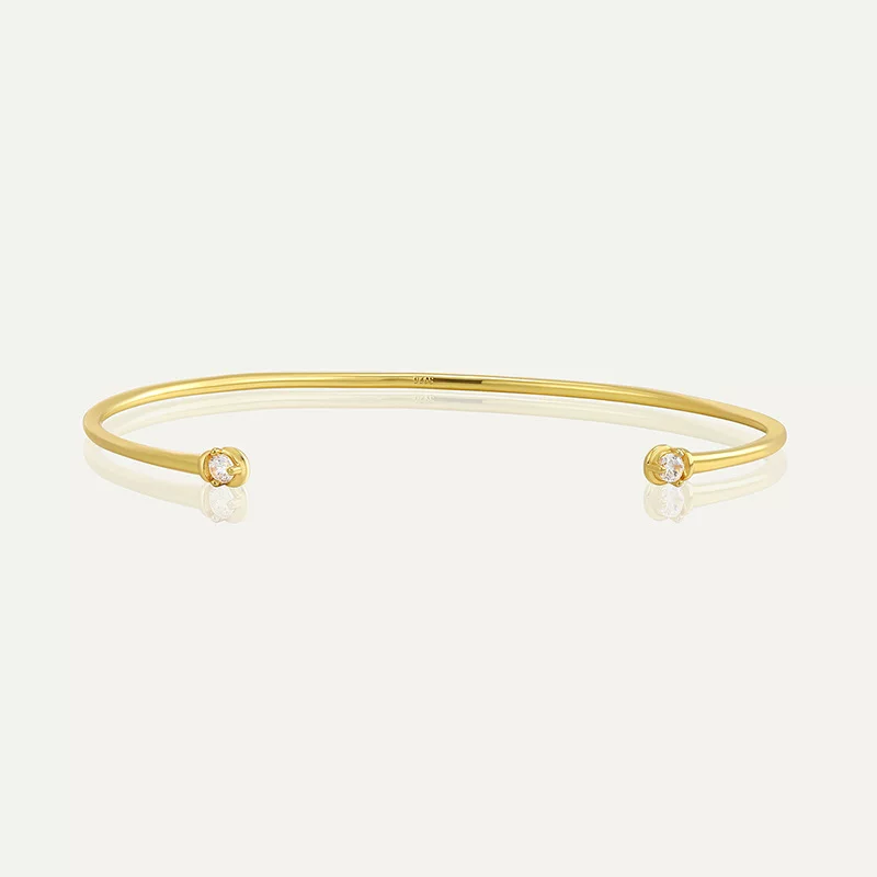 Регулируемая женская bracelet, цирконий, проба 925 серебро, простой и элегантный дизайн, 14K белое золото