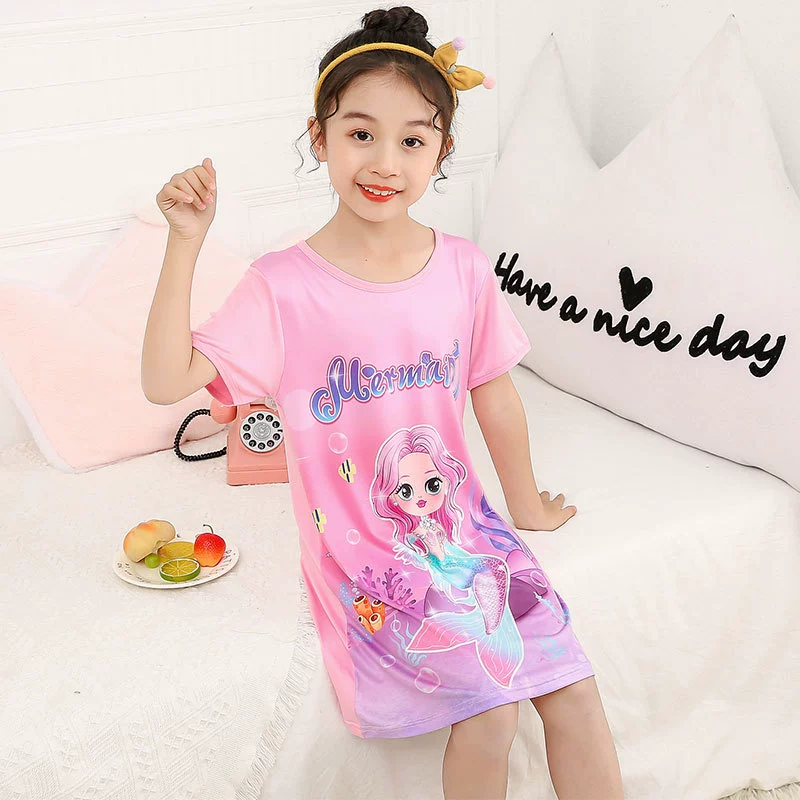 pajama sets cheap Kids Girls Princess Summer Night Dress Children Pajamas Sleeing Dress For Teens Girl Cartoon Mermaid Nightgowns Baby Sleepwear pajama sets cheap