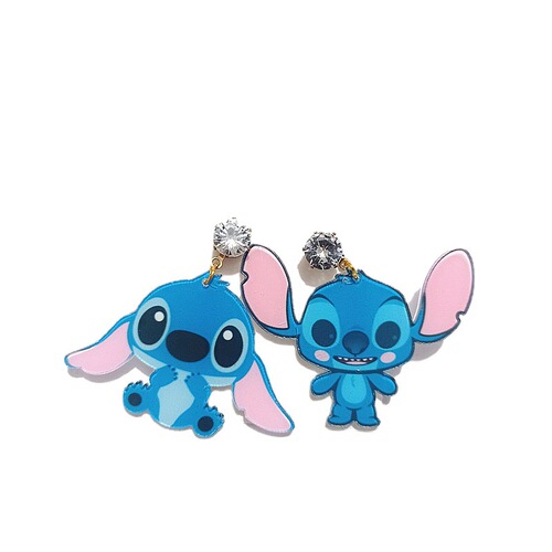 New Fashion Acrylic Stitch Star Wars Cute 925 Silver Earrings for Girls