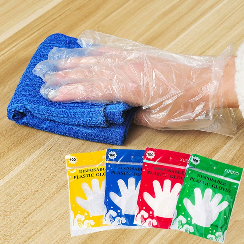 Перчатки для уборки дома, одноразовые перчатки для окрашивания волос в парикмахерских, прозрачные перчатки из пластиковой пленки, оптовая продажа через границу