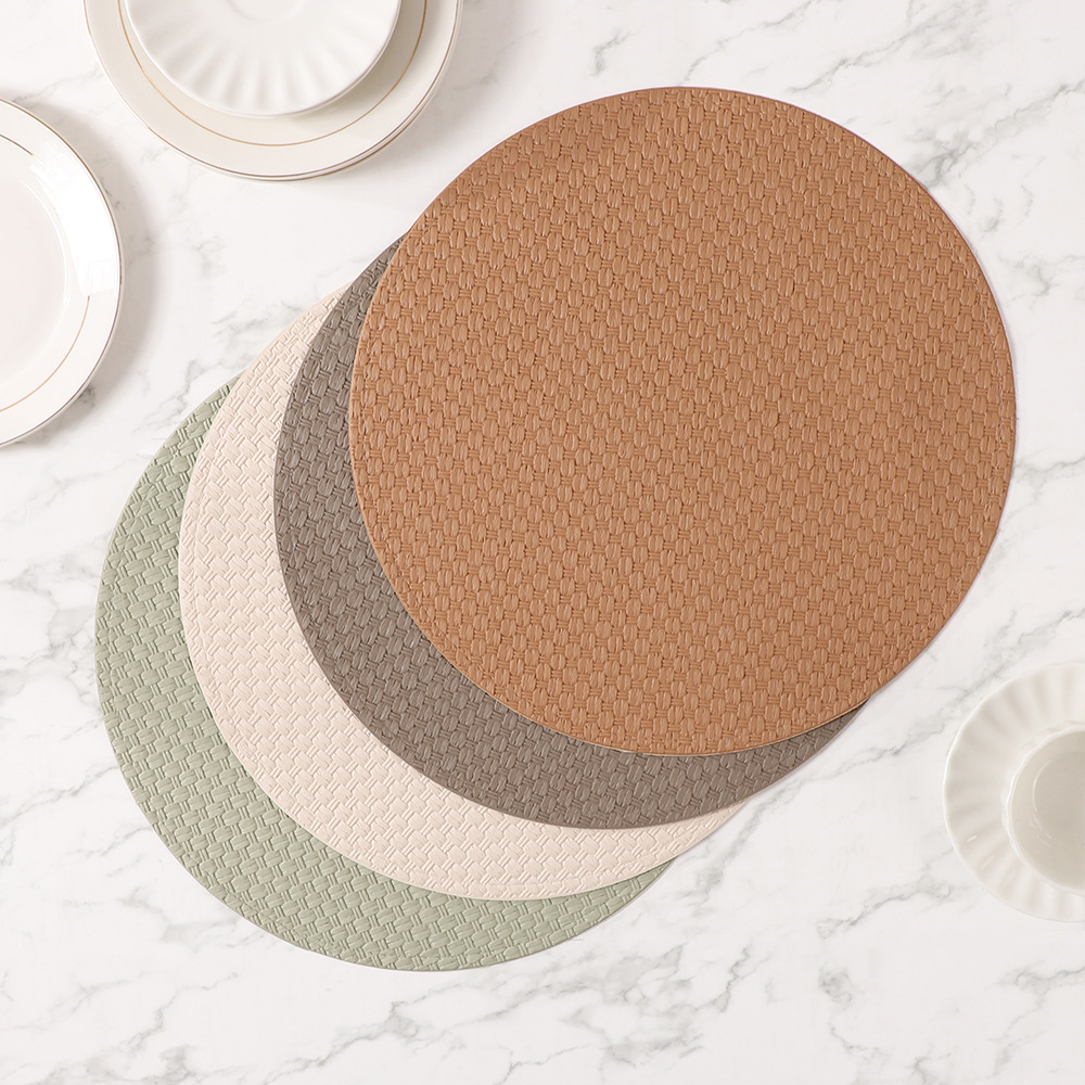 Estilo europeo imitación tejida esterilla de cuero de mesa de comedor aislante térmico alta sensación de protección de mesa alfombra de comedor occidental estilo nórdico