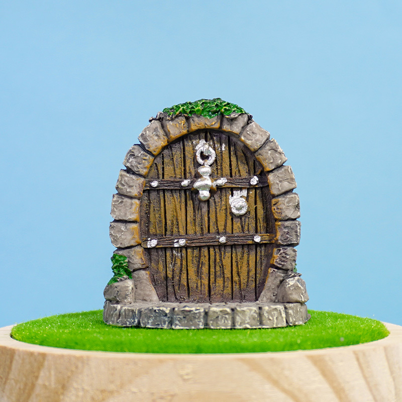 Simulación de resina chic puerta de madera pequeña resina artesanía marco de fotos accesorios puertas y ventanas puerta de arena psicológica suministros puerta